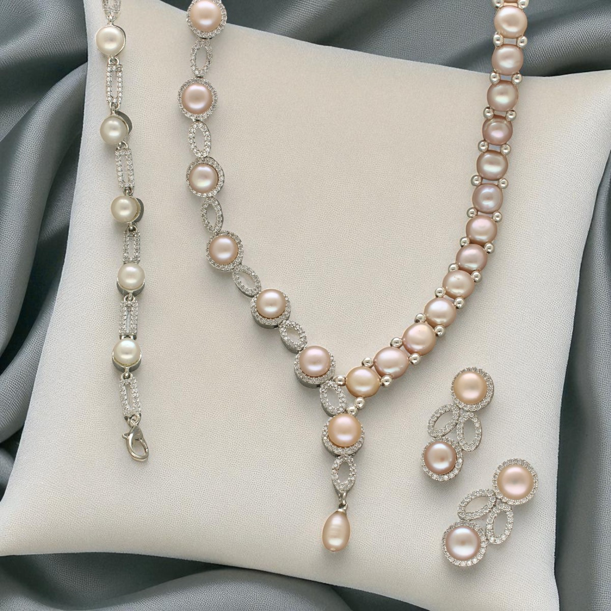 アクセサリー JAGUR WORLD Glorious Legacy Pearl Necklace Set With Bracelet – Jagdamba Pearls